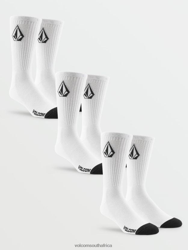 Z0ZR08438 White Men Full Stone Socks 3 Pack Volcom Accessories - Image 2