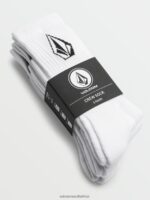 Z0ZR08438 White Men Full Stone Socks 3 Pack Volcom Accessories