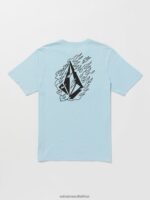 Z0ZR0846 Misty Blue Men Firefight Short Sleeve Tee Volcom Clothing - Image 3