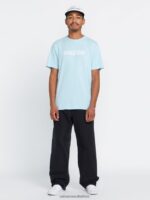 Z0ZR0846 Misty Blue Men Firefight Short Sleeve Tee Volcom Clothing - Image 7