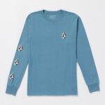 Z0ZR0849 New Fashion Men Iconic Stone Long Sleeve Tee- Indigo Ridge Volcom Clothing