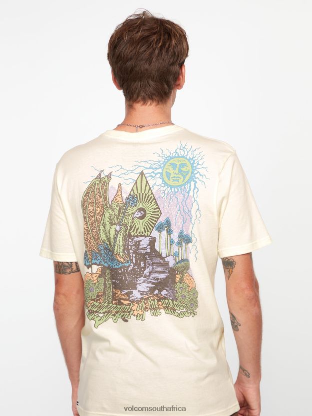 Z0ZR084 Off White Men Skate Vitals Wizard Short Sleeve Tee Volcom Clothing - Image 11