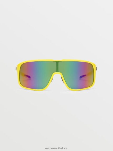 Z0ZR08501 Gloss Yellow-Aqua/Rainbow Mirror Unisex Macho Sunglasses Volcom Outdoor
