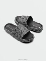 Z0ZR08583 Black White Men Stoney Cloud Slide Sandals Volcom Footwear