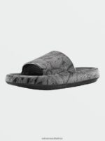 Z0ZR08583 Black White Men Stoney Cloud Slide Sandals Volcom Footwear - Image 3