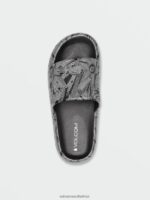 Z0ZR08583 Black White Men Stoney Cloud Slide Sandals Volcom Footwear - Image 10
