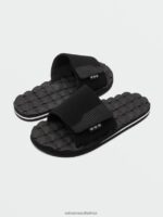 Z0ZR08587 Black White Men Recliner Slide Sandals Volcom Footwear