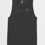 Z0ZR0861 Dark Black Heather Men Solid Heather Tank Volcom Clothing