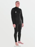 Z0ZR08637 Black Men Modulator 3/2mm Chest Zip Fullsuit Volcom Clothing - Image 18