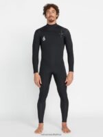 Z0ZR08637 Black Men Modulator 3/2mm Chest Zip Fullsuit Volcom Clothing - Image 40