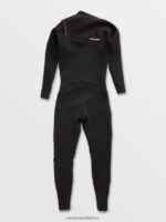 Z0ZR08637 Black Men Modulator 3/2mm Chest Zip Fullsuit Volcom Clothing - Image 10