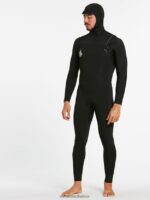 Z0ZR08639 Black Men Modulator 4/3mm Hooded Chestzip Fullsuit Volcom Clothing - Image 12