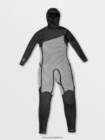Z0ZR08639 Black Men Modulator 4/3mm Hooded Chestzip Fullsuit Volcom Clothing - Image 30