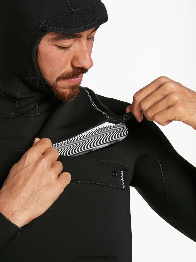 Z0ZR08639 Black Men Modulator 4/3mm Hooded Chestzip Fullsuit Volcom Clothing - Image 4