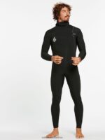 Z0ZR08639 Black Men Modulator 4/3mm Hooded Chestzip Fullsuit Volcom Clothing - Image 44
