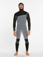 Z0ZR08639 Black Men Modulator 4/3mm Hooded Chestzip Fullsuit Volcom Clothing - Image 7
