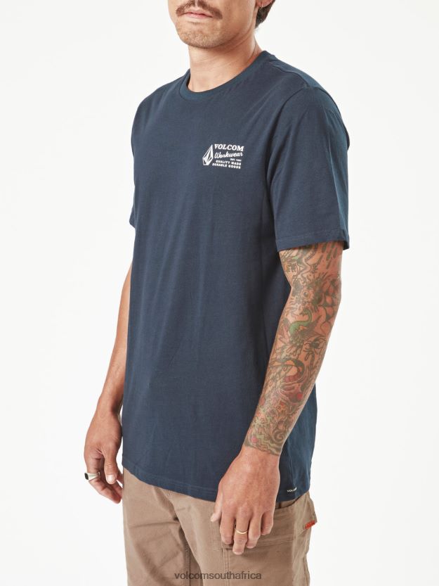 Z0ZR0863 Navy Men Workwear Short Sleeve Tee Volcom Clothing - Image 3