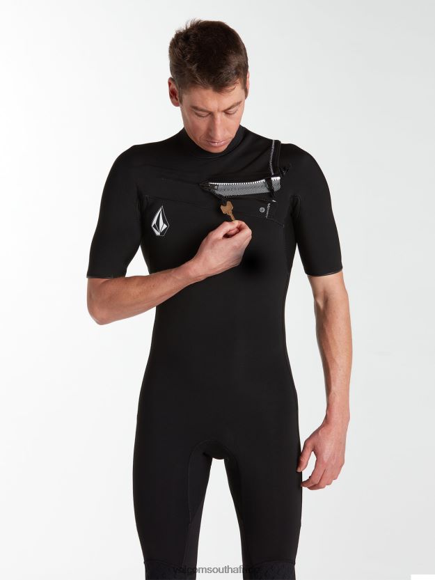 Z0ZR08642 Black Men Modulator 2/2mm Short Sleeve Fullsuit Volcom Clothing - Image 2