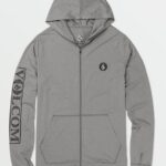 Z0ZR08649 Heather Grey Men Rally Hooded Long Sleeve Shirt Volcom Clothing