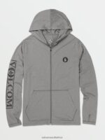 Z0ZR08649 Heather Grey Men Rally Hooded Long Sleeve Shirt Volcom Clothing