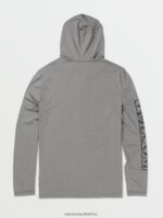 Z0ZR08649 Heather Grey Men Rally Hooded Long Sleeve Shirt Volcom Clothing - Image 3