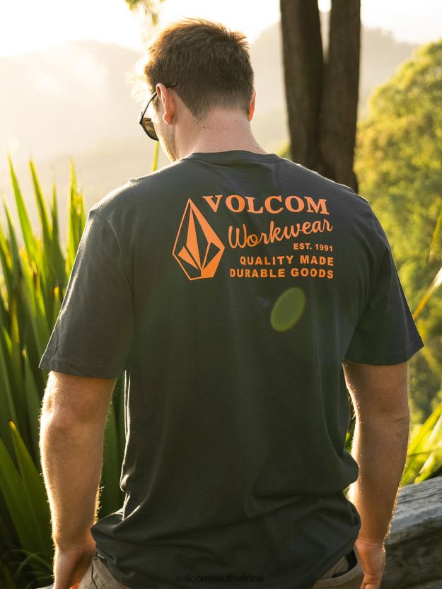 Z0ZR0864 Black Men Workwear Short Sleeve Tee Volcom Clothing - Image 2
