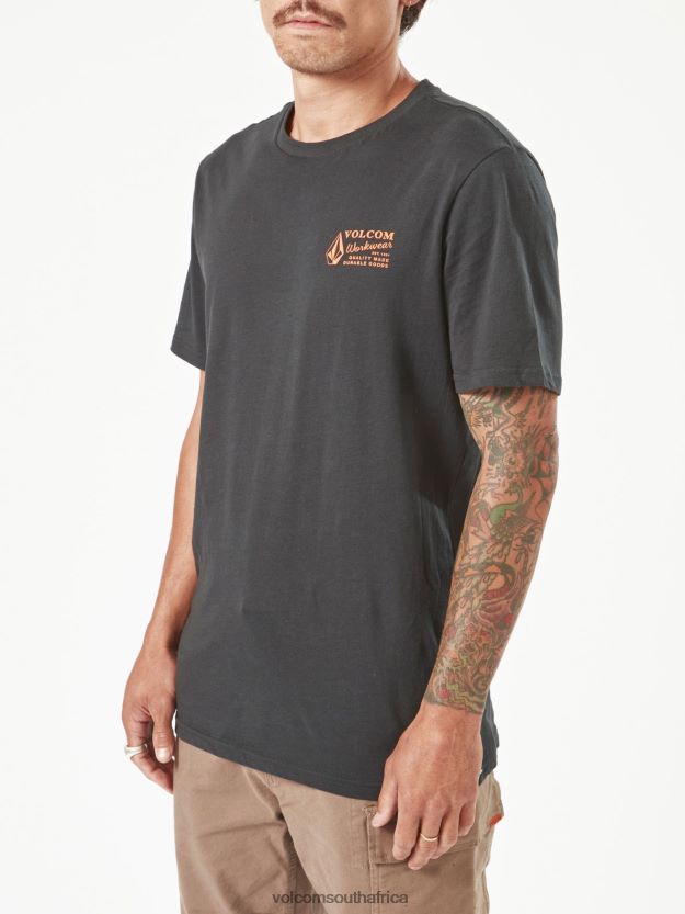 Z0ZR0864 Black Men Workwear Short Sleeve Tee Volcom Clothing - Image 3