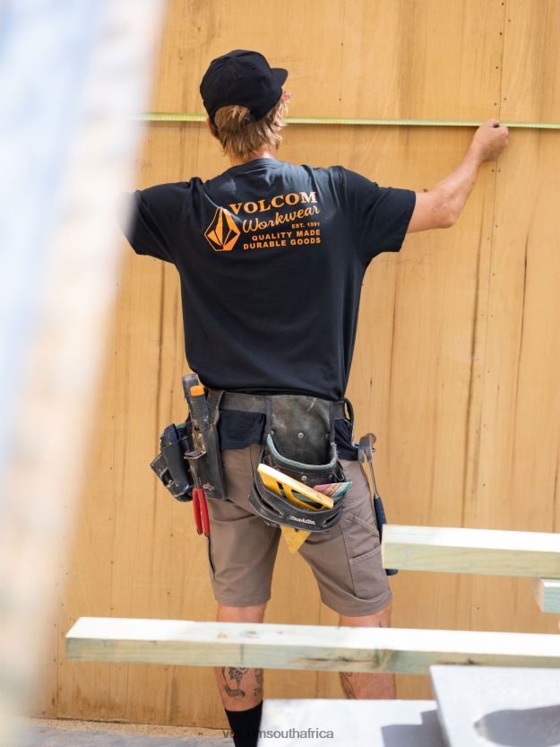 Z0ZR0864 Black Men Workwear Short Sleeve Tee Volcom Clothing - Image 8