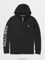 Z0ZR08655 Black Men Rally Hooded Long Sleeve Shirt Volcom Clothing