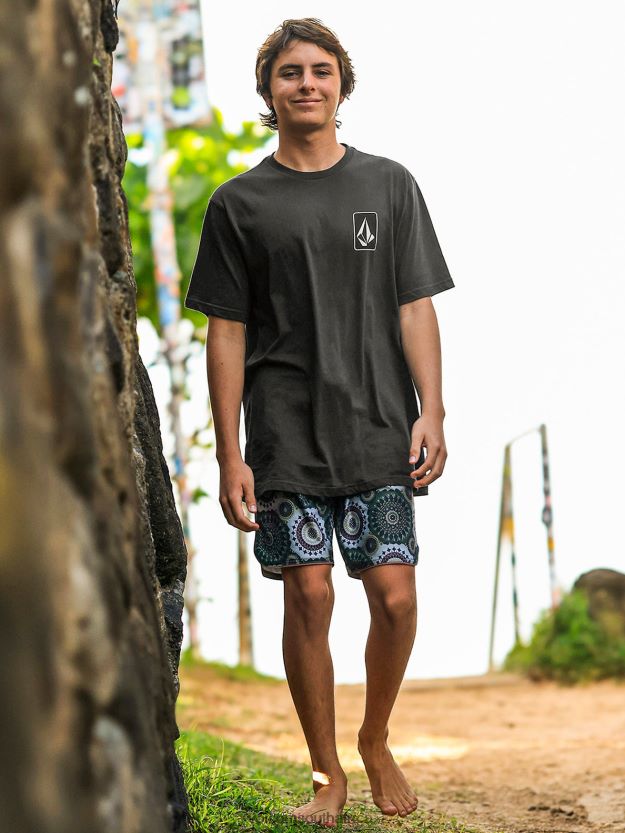 Z0ZR0865 Vintage Black Men Originator Short Sleeve Tee Volcom Clothing - Image 4