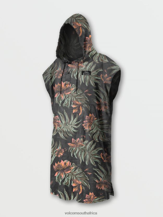 Z0ZR08686 Rinsed Black Men Matador Packable Towel Poncho Volcom Surf - Image 3