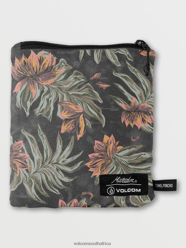 Z0ZR08686 Rinsed Black Men Matador Packable Towel Poncho Volcom Surf - Image 5