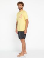Z0ZR0868 Yellow Flash Men Heavy Living Short Sleeve Tee Volcom Clothing - Image 6