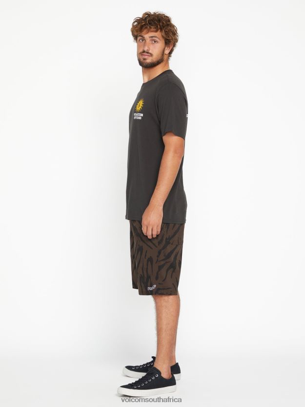 Z0ZR08748 Dark Brown Unisex Outer Spaced Elastic Waist Shorts Volcom Outdoor - Image 2