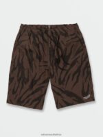 Z0ZR08748 Dark Brown Unisex Outer Spaced Elastic Waist Shorts Volcom Outdoor - Image 4