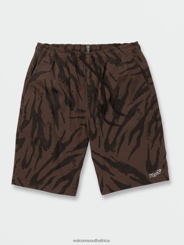 Z0ZR08748 Dark Brown Unisex Outer Spaced Elastic Waist Shorts Volcom Outdoor - Image 5