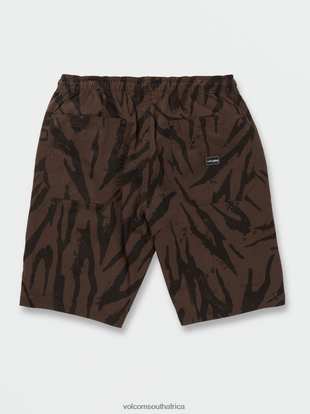 Z0ZR08748 Dark Brown Unisex Outer Spaced Elastic Waist Shorts Volcom Outdoor - Image 6
