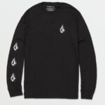 Z0ZR0875 Black Men Iconic Stone Long Sleeve Tee Volcom Clothing
