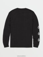 Z0ZR0875 Black Men Iconic Stone Long Sleeve Tee Volcom Clothing - Image 3