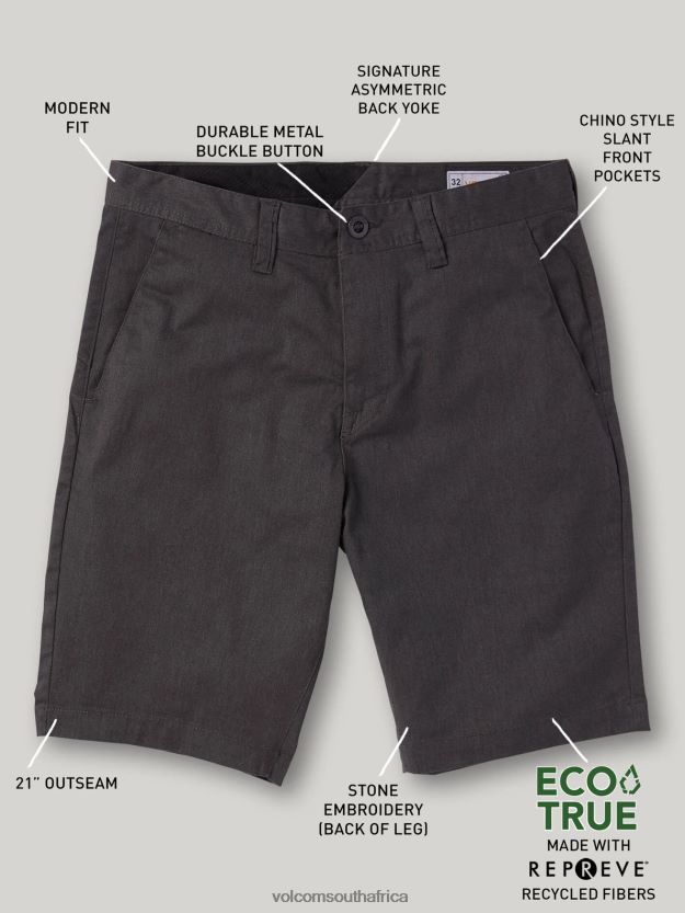 Z0ZR08765 Charcoal Heather Unisex Frickin Modern Stretch Shorts Volcom Outdoor - Image 12