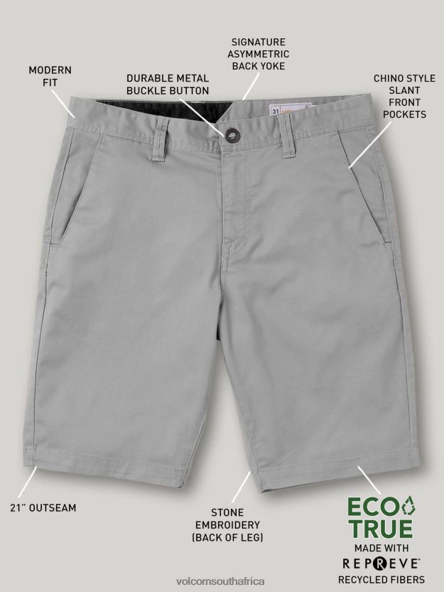 Z0ZR08766 Grey Unisex Frickin Modern Stretch Shorts Volcom Outdoor - Image 12