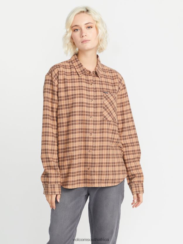 Z0ZR08773 Clay Women Plaid To Meet U Long Sleeve Shirt Volcom Clothing - Image 6