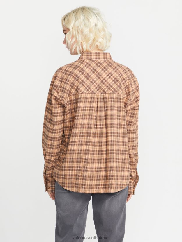 Z0ZR08773 Clay Women Plaid To Meet U Long Sleeve Shirt Volcom Clothing - Image 8