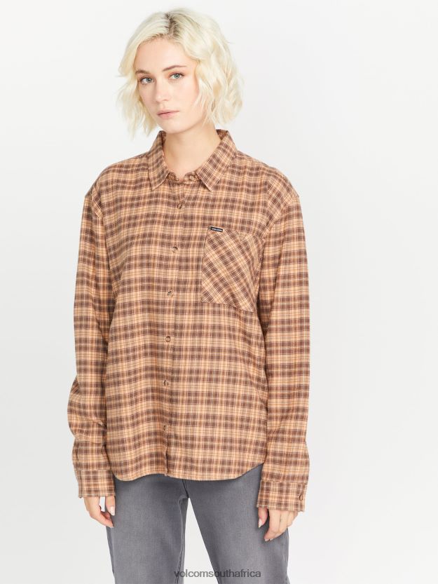 Z0ZR08773 Clay Women Plaid To Meet U Long Sleeve Shirt Volcom Clothing - Image 9