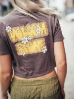 Z0ZR08774 Slate Grey Women Pocket Dial Short Sleeve Tee Volcom Clothing
