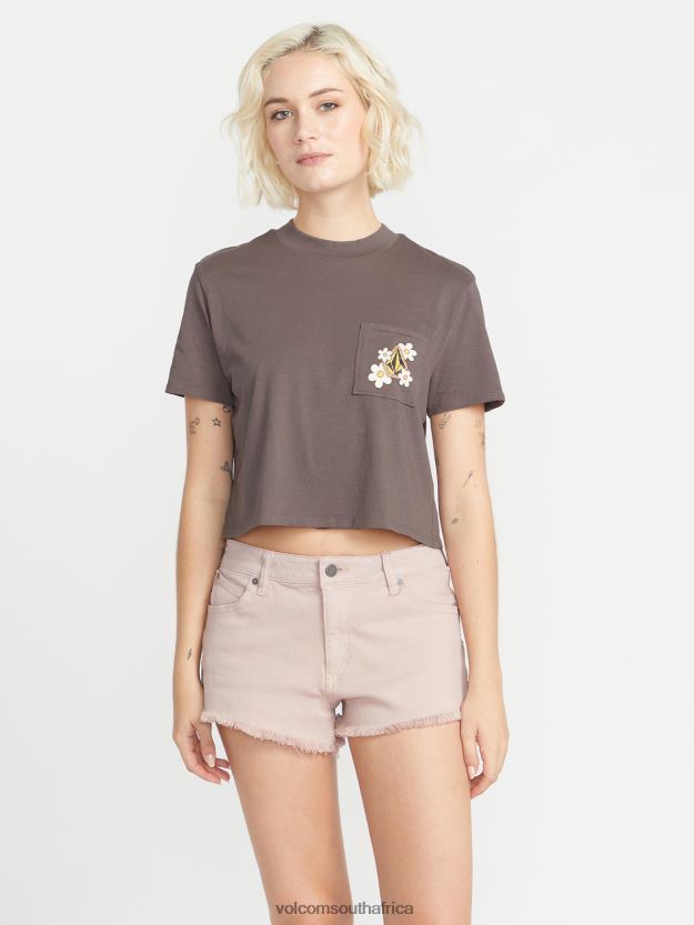 Z0ZR08774 Slate Grey Women Pocket Dial Short Sleeve Tee Volcom Clothing - Image 3