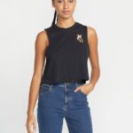 Z0ZR08783 Black Women Stone Hour Crop Tank Volcom Clothing