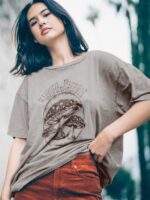 Z0ZR08786 Slate Grey Women Turnt N Burnt Short Sleeve Shirt Volcom Clothing