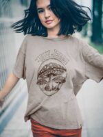 Z0ZR08786 Slate Grey Women Turnt N Burnt Short Sleeve Shirt Volcom Clothing - Image 3