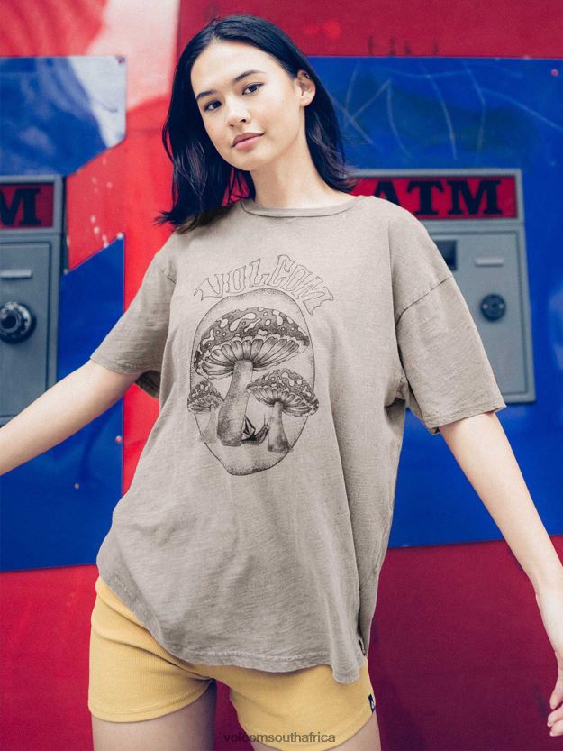 Z0ZR08786 Slate Grey Women Turnt N Burnt Short Sleeve Shirt Volcom Clothing - Image 6